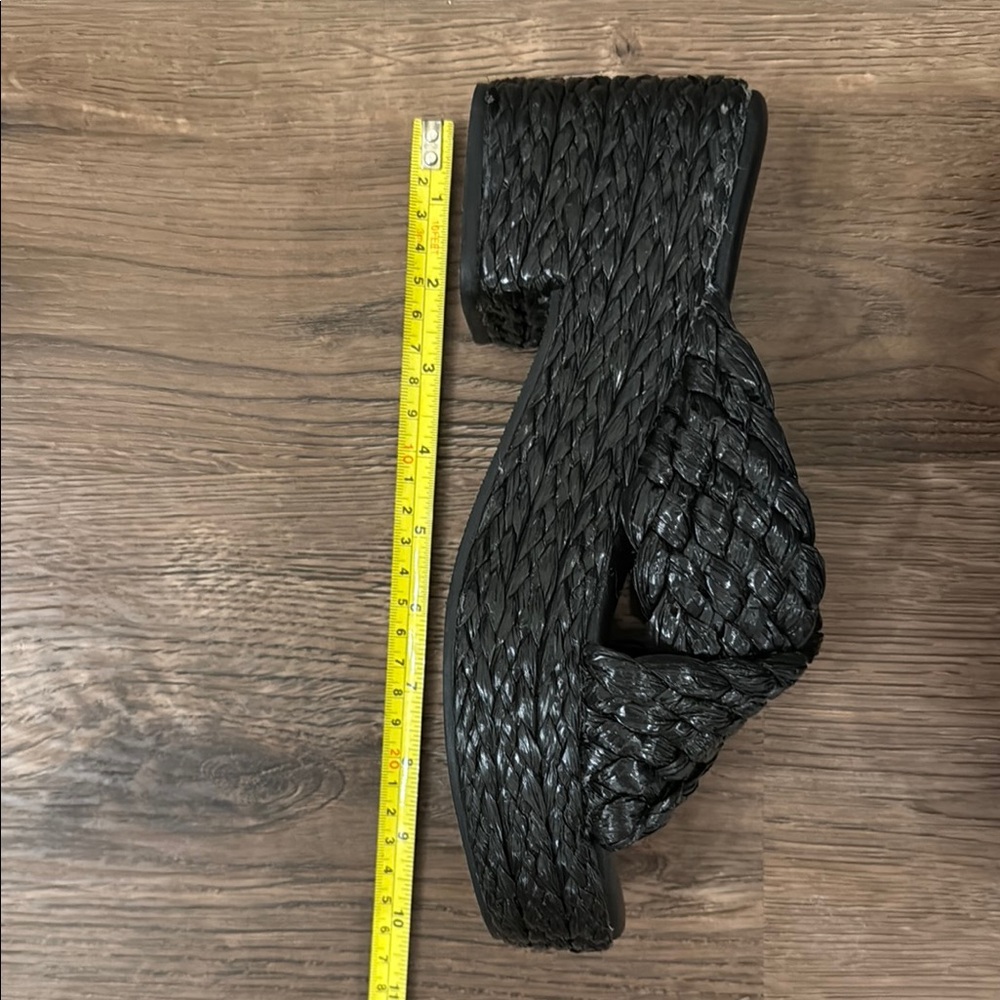 Matisse Black Sandals Braided Raffia Slide - Picture 2 of 6